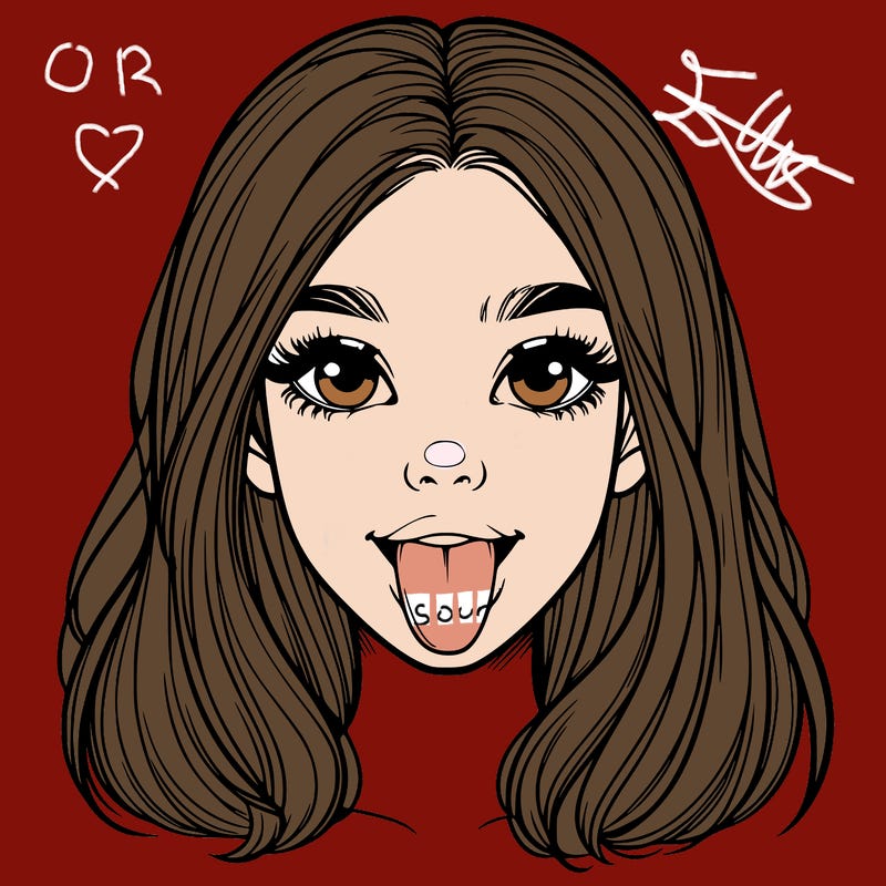 realistic girl with her tongue out