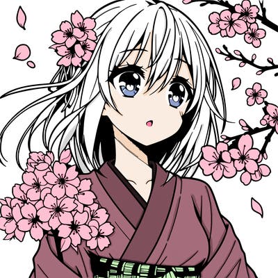 anime girl with cherry blossoms