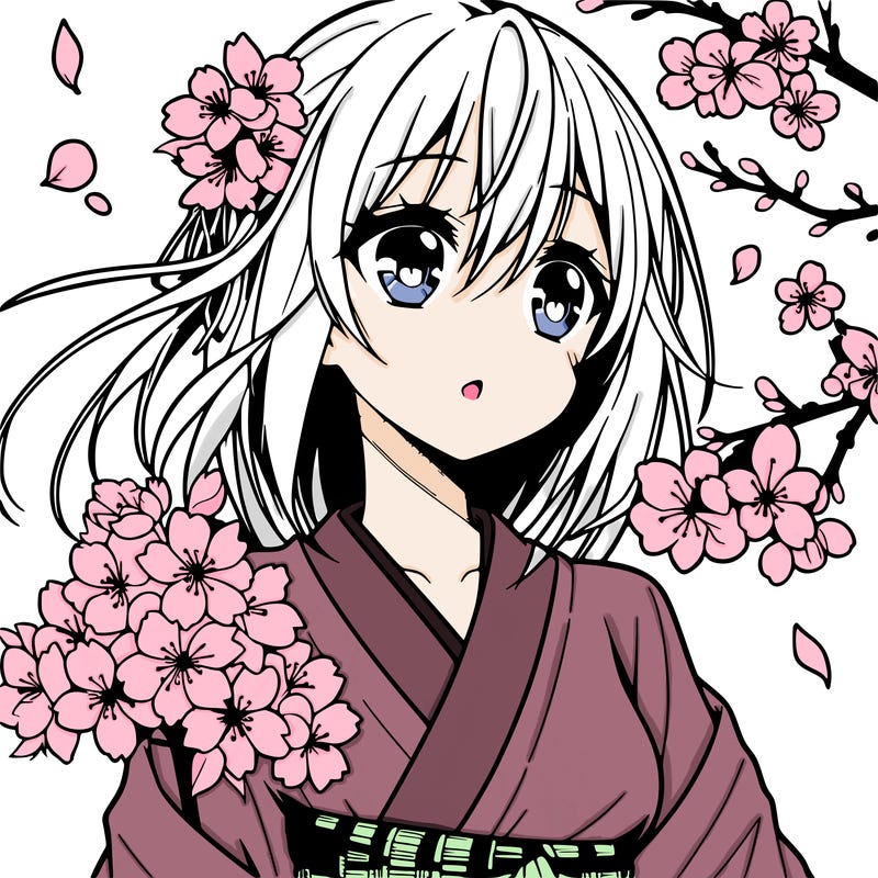 anime girl with cherry blossoms