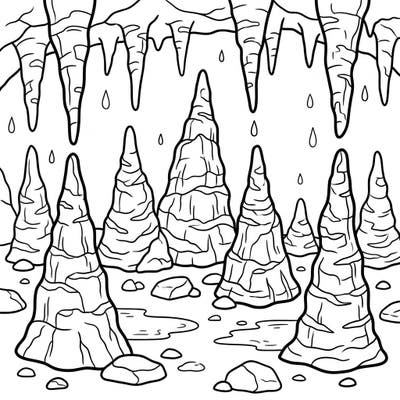 Dive deep into an underground adventure with this engaging stalagmites coloring page designed especially for kids. Discover fascinating cave formations and imagine their growth as you add your favorite colors.