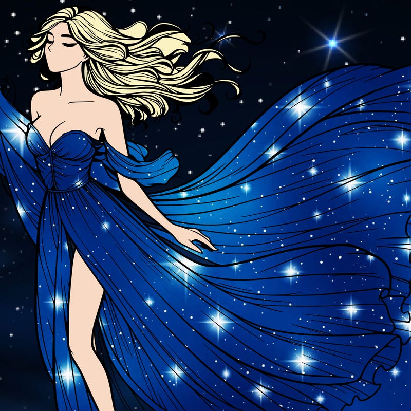 realistic woman in dress flowing the the wind