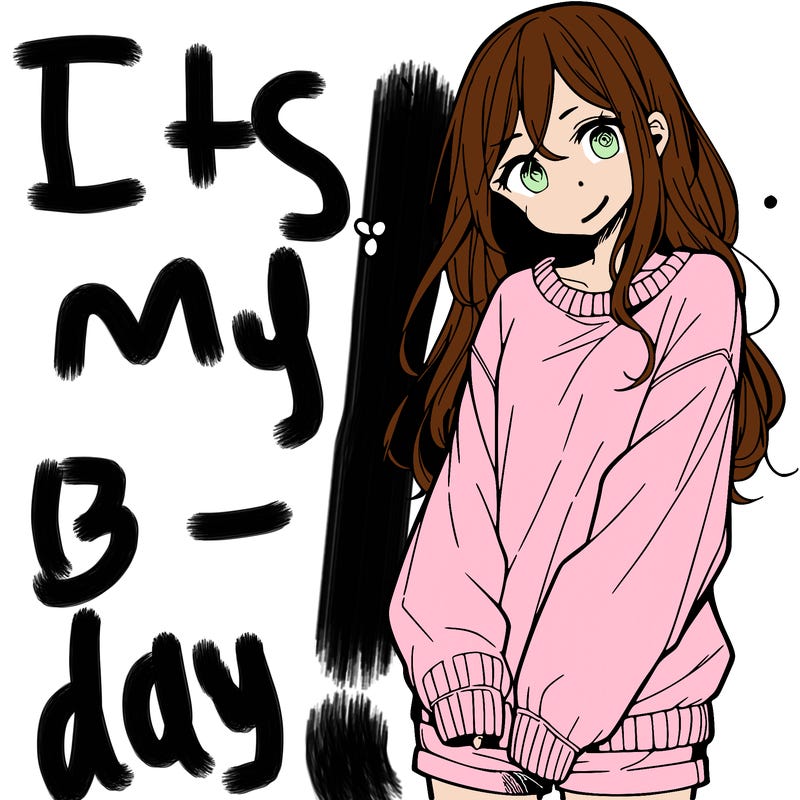 manga teen girl  in a sweater and baggy pants