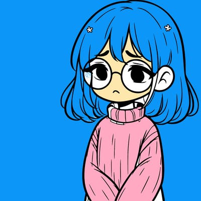 sad girl with glasses in a sweater