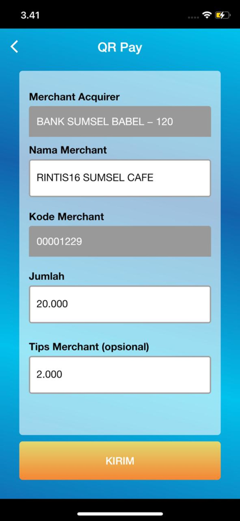 Digital QR payment interface in the SUMUT Mobile banking app for Indonesian users