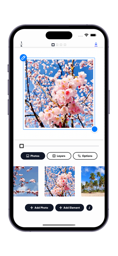 Carousel Collage Maker - Interfaccia di fotoritocco dell'app Carousel Collage Maker per creare caroselli senza interruzioni per i social media