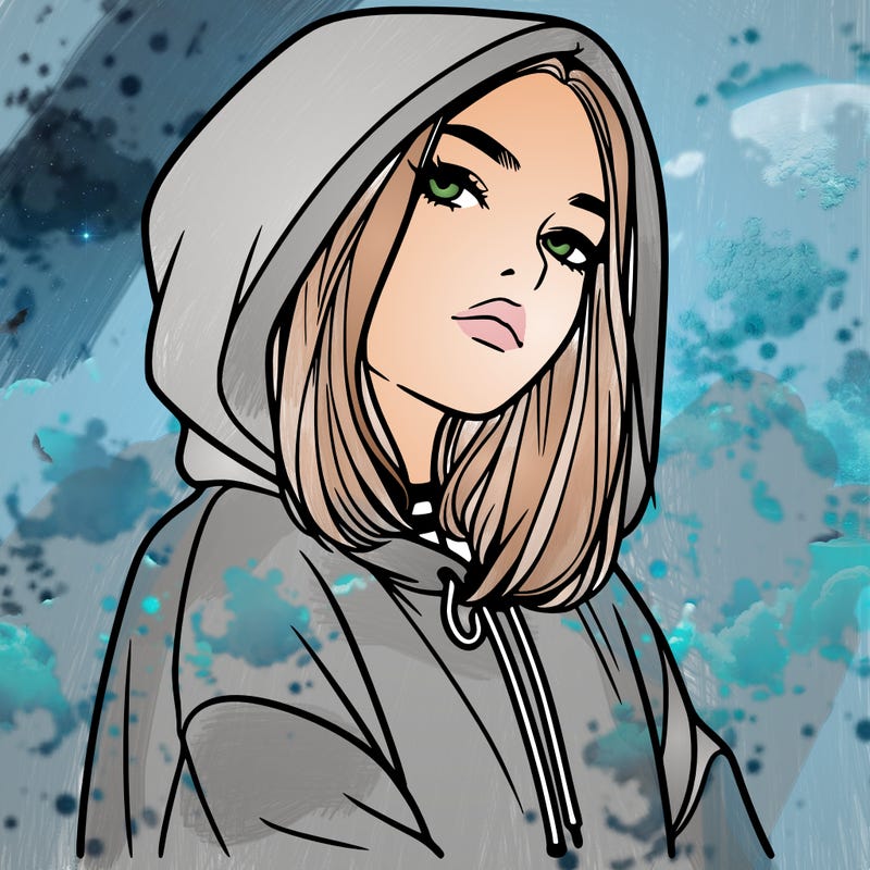 a realistic girl in a hoodie
