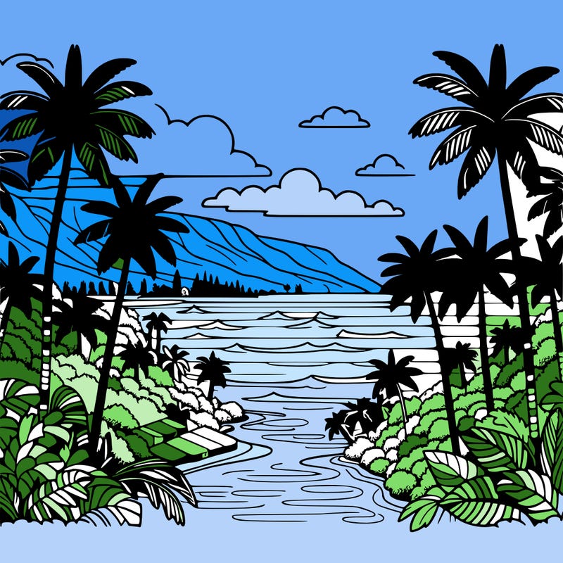 view of the ocean in hawaii lots of palm trees and beautiful view