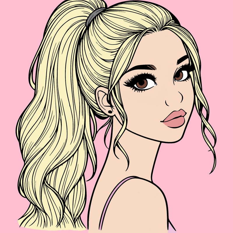 realistic pretty girl with high pony tail