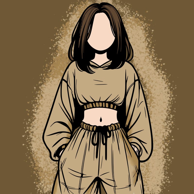 realistic girl faceless with baggy pants and a crop top