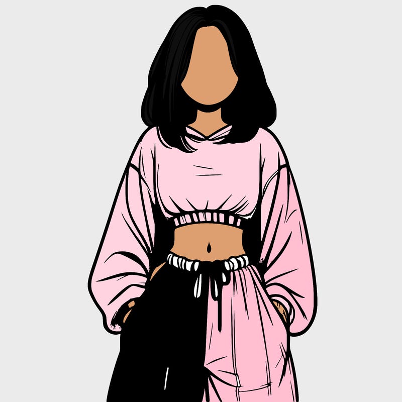 realistic girl faceless with baggy pants and a crop top