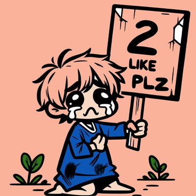 small poor toddler crying with sign that says 2 like plz