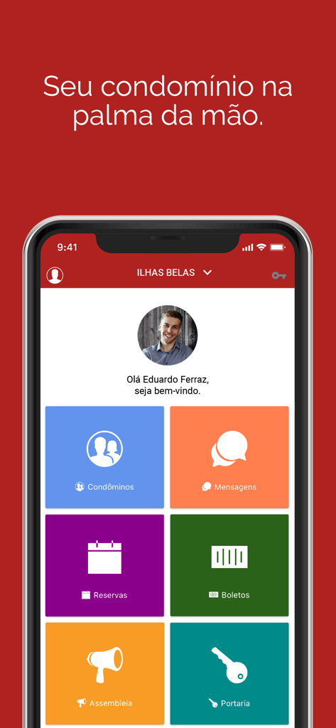 Graber Smart Access mobile app dashboard displaying building management icons like residents, messages, and virtual keys