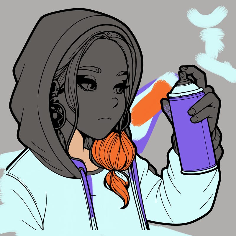 a realistic girl, spray painting