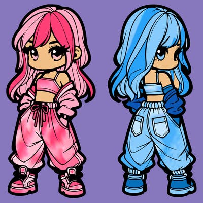 girl in crop top and baggy pants