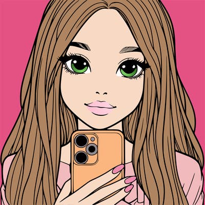 realistic girl with a phone