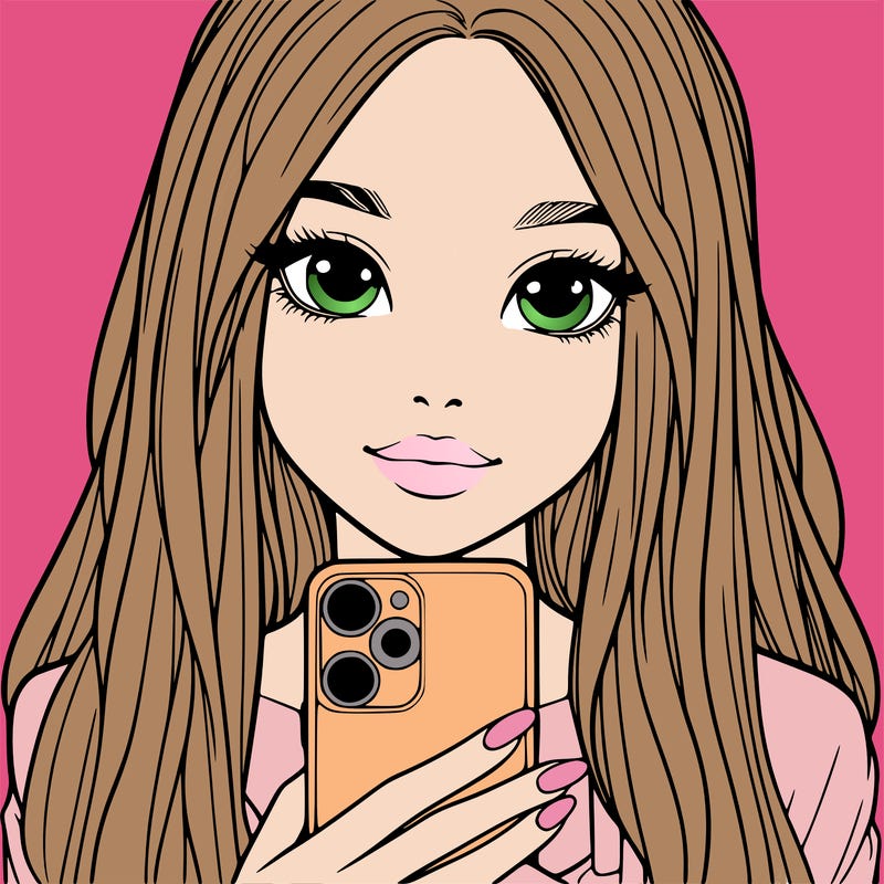 realistic girl with a phone