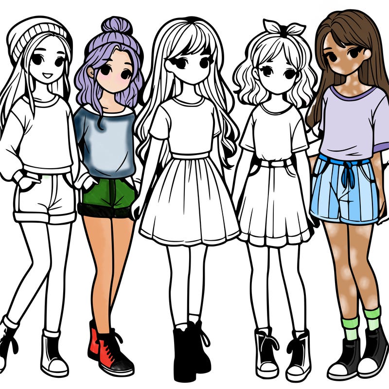 a group of five girls