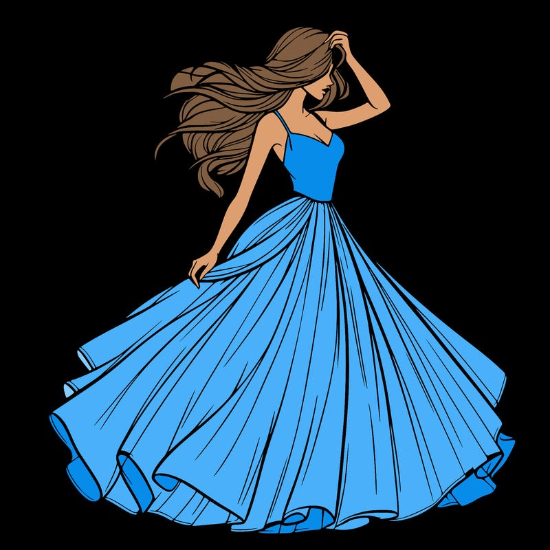 realistic woman with dress flowing in the wind