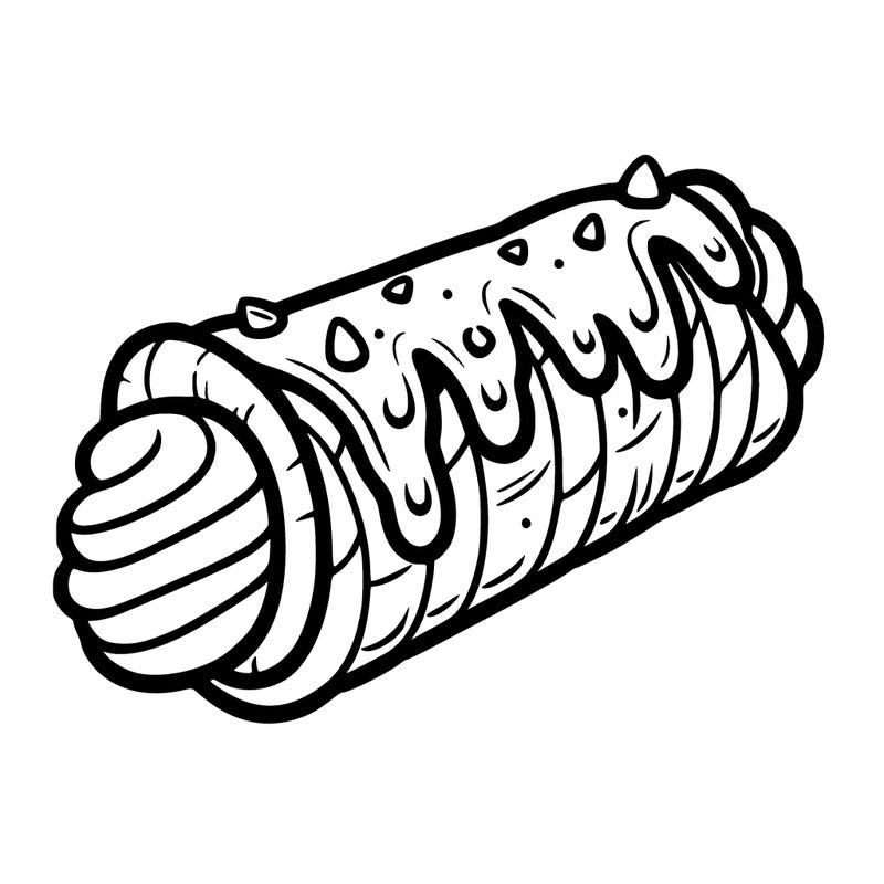 a cannoli with simple details to color
