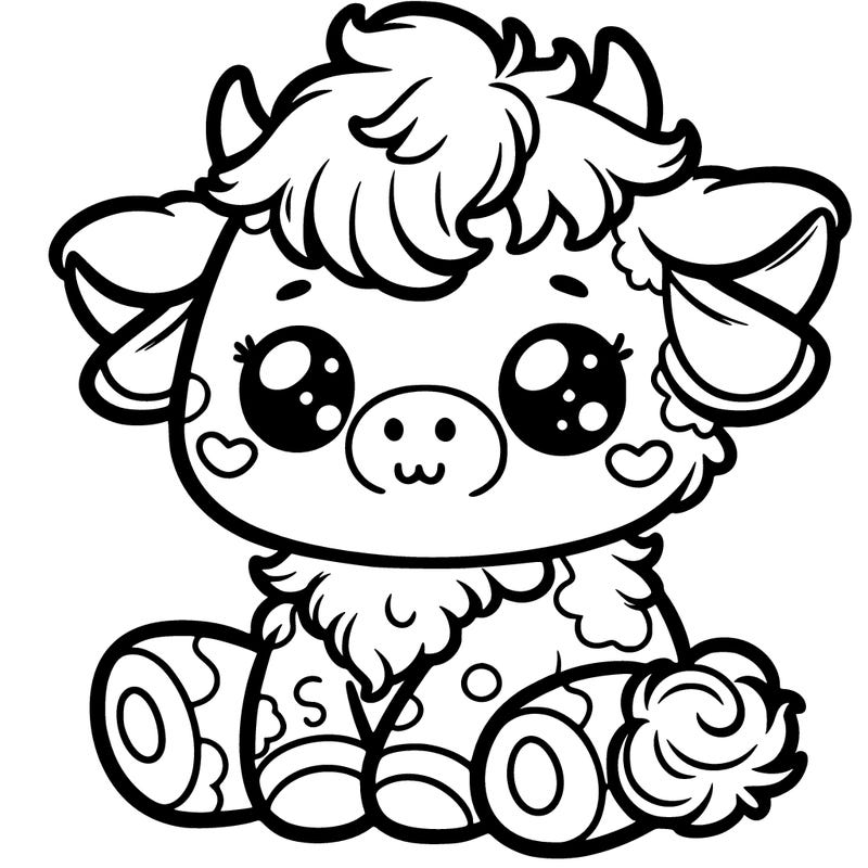 fluffy cute baby cow