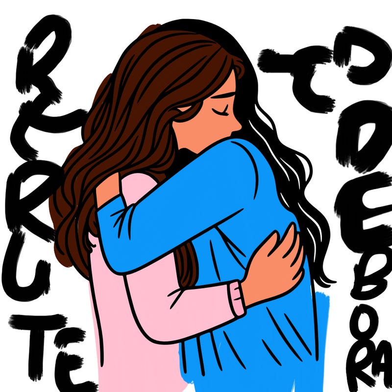 woman hugging another person