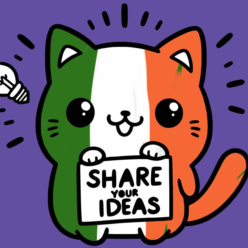 a cute cat saying share your ideas
