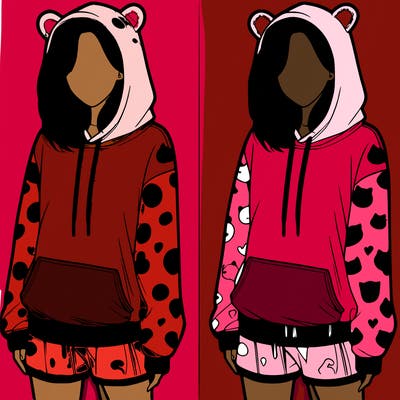 realistic girl in a animal pjs hoodie