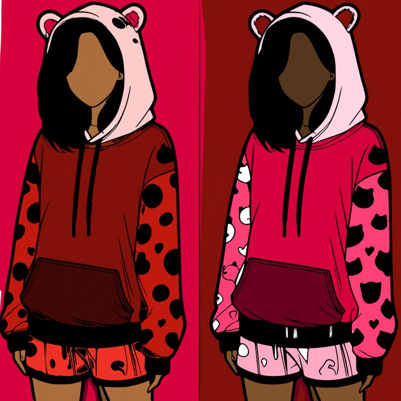 realistic girl in a animal pjs hoodie