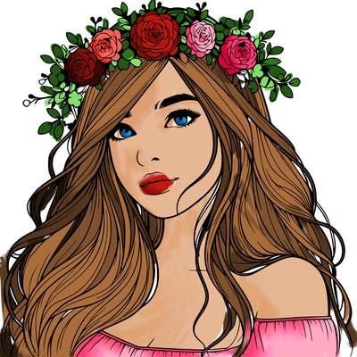 realistic girl with flower crown