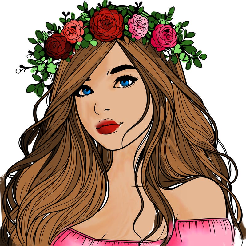 realistic girl with flower crown