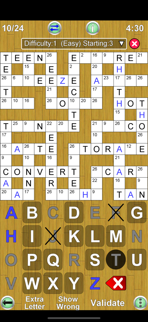 Codeword Unlimited + - Codeword Unlimited gameplay screen showing a word grid and letter selection