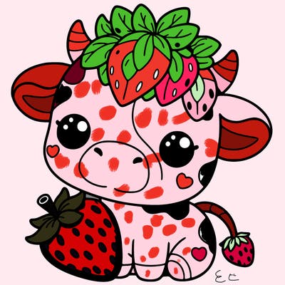 cute strawberry cow