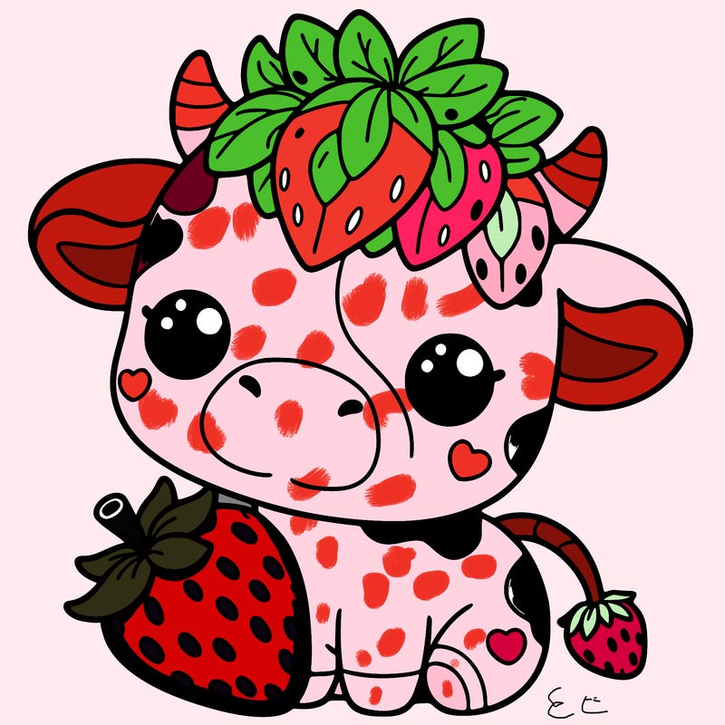 cute strawberry cow