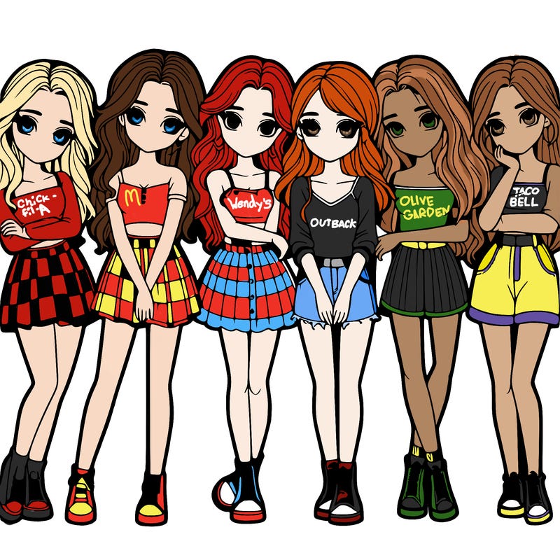 a group of girls realistic