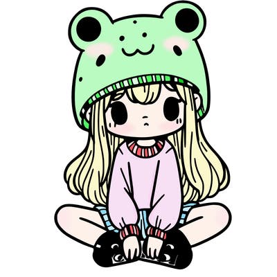 a girl wearing a frog hat and some frog socks