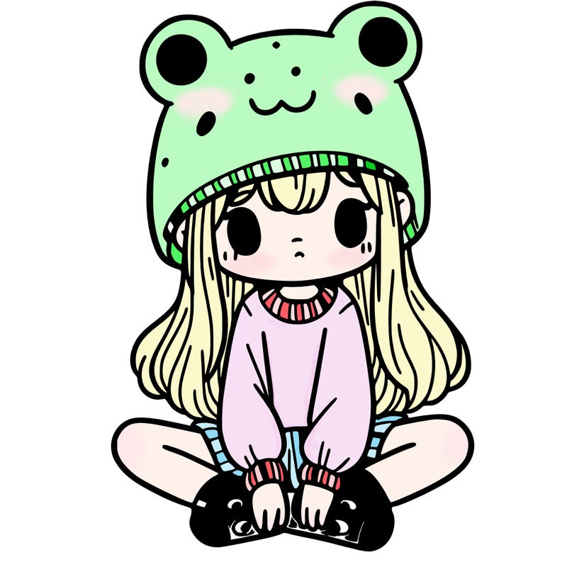 a girl wearing a frog hat and some frog socks