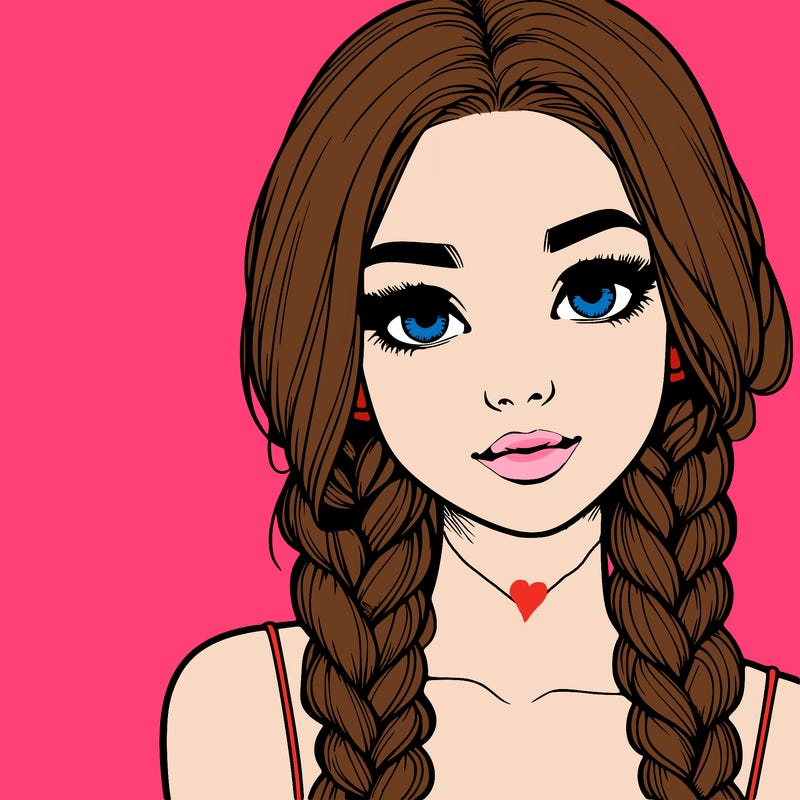 realistic girl with braids