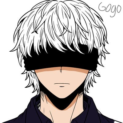 white haired man blindfolded