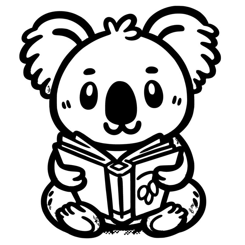 koala with a book