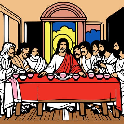 jesus shares the last supper with twelve apostles