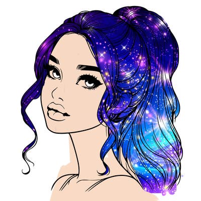 realistic girl with a ponytail on her hair and lips