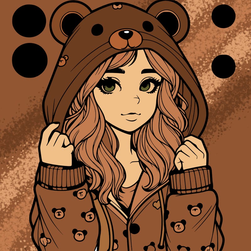 realistic girl in a animal pjs hoodie