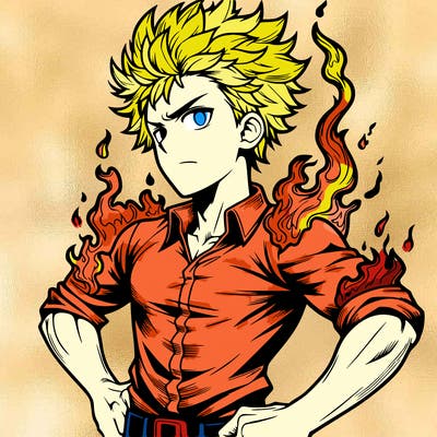 realistic manga man of fire