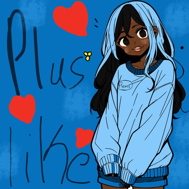 manga teen girl  in a sweater and baggy pants