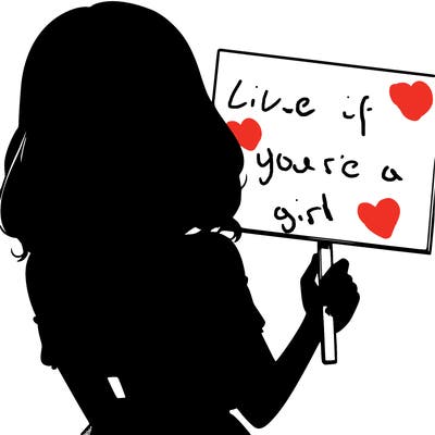 realistic pretty girl holding blank sign