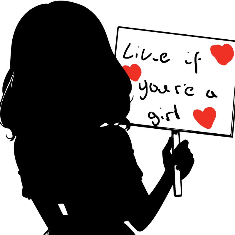 realistic pretty girl holding blank sign