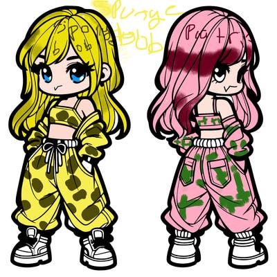 girl in crop top and baggy pants