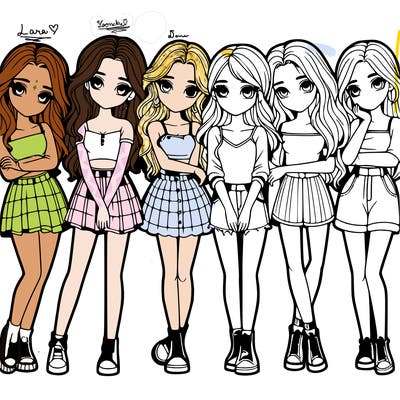 a group of girls realistic