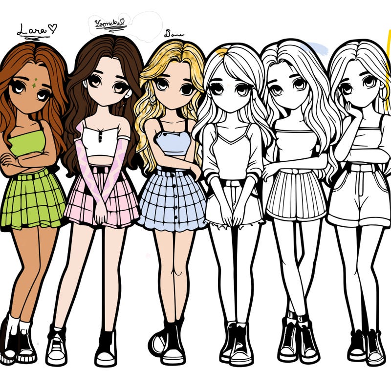 a group of girls realistic