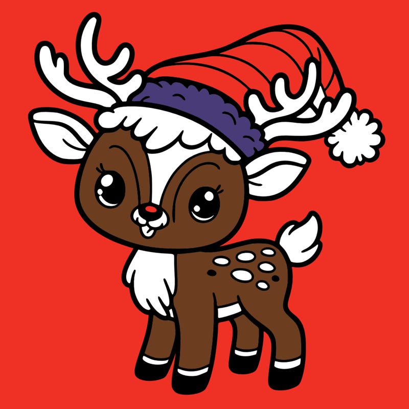 christmas reindeer with santa hat